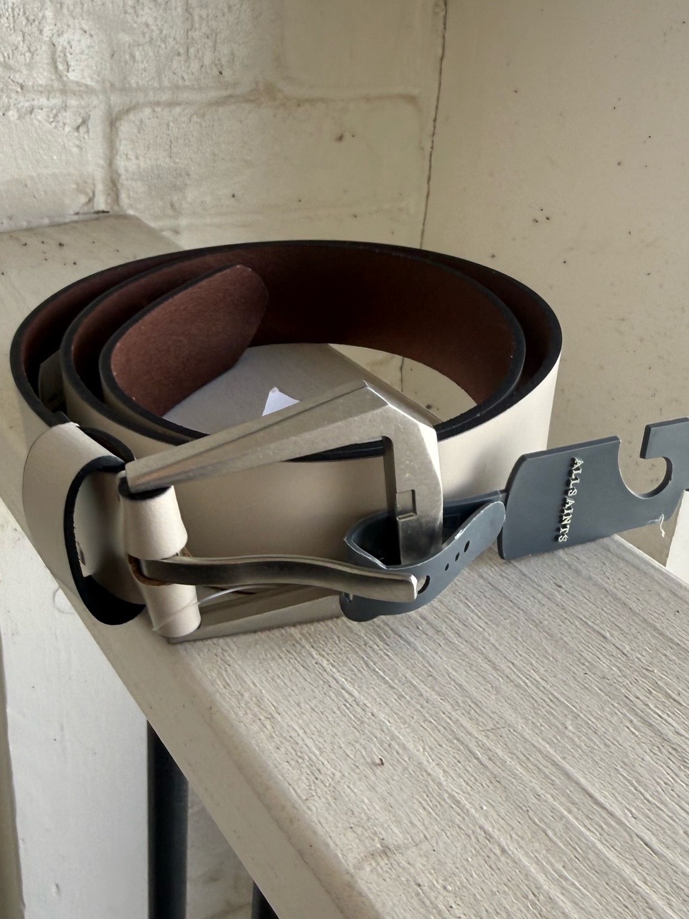NWT All Saints Western Hexagonal Leather Belt